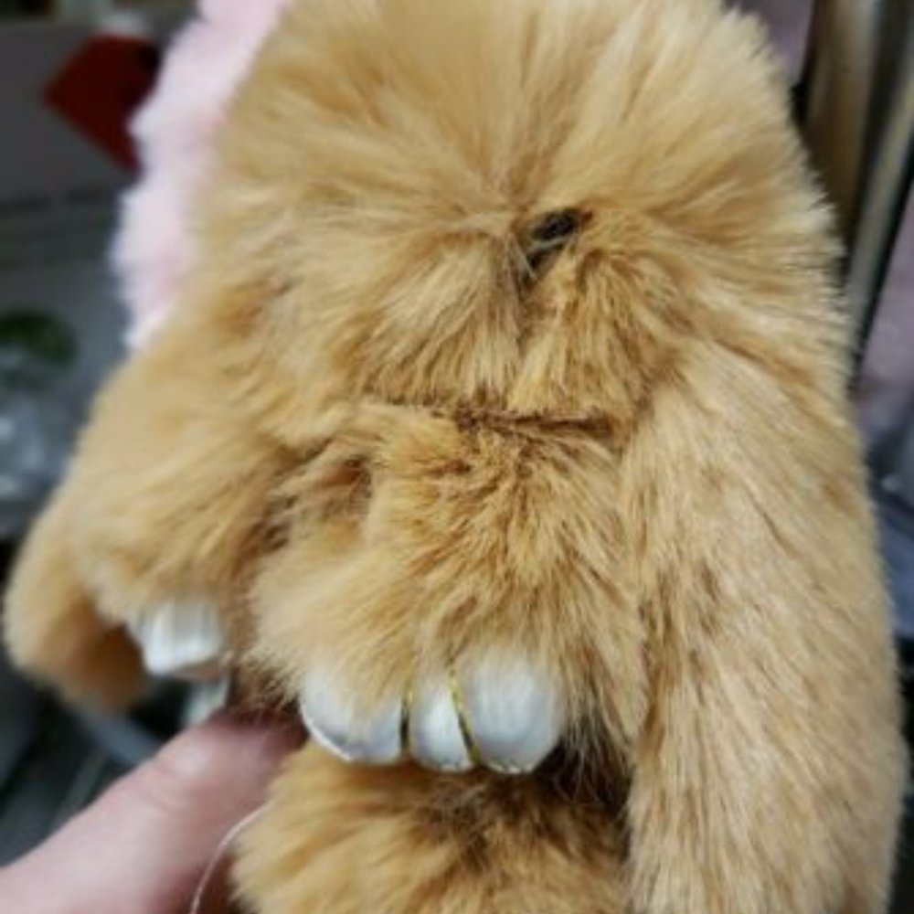 Furry Bunny Rabbit Plush Keychain - Picture 3 of 11